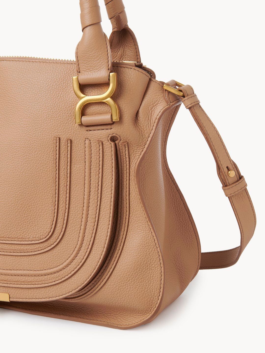 CHLOÉ Light Tan Leather Double Carry Handbag for Women - SS24 Collection
