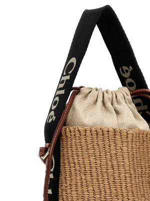 CHLOÉ Women's Black Paper Bucket Handbag, Small Woody Style