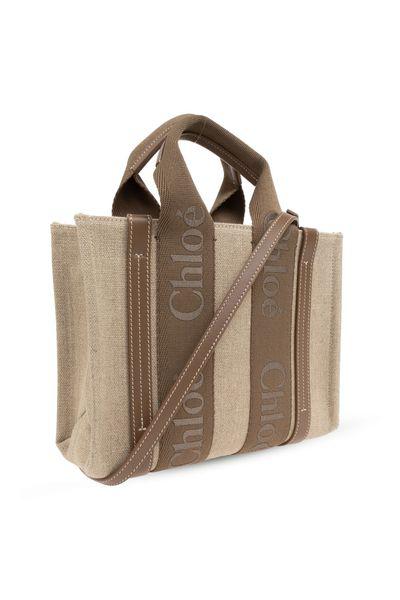 CHLOÉ Small Woody Darknut Linen Tote for Women