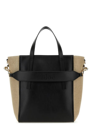 CHLOÉ Women's Sense Medium Cotton Tote Handbag in Black for Spring/Summer 2024