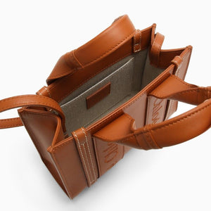 CHLOÉ Petite Woody Orange Leather Top-Handle Bag with Logo Ribbon Detail