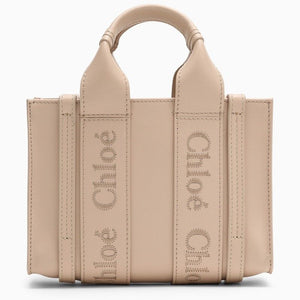 CHLOÉ Pink Leather Small Crossbody Handbag with Top Handles and Logo Ribbon