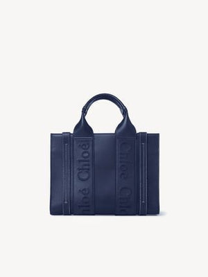 CHLOÉ Navy Blue Small Leather Tote Handbag for Women - Spring/Summer 2024
