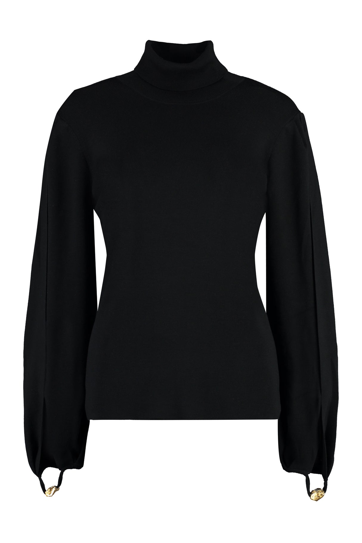 CHLOÉ Black Turtleneck Pullover with Open Sleeves and Embellished Details for Women