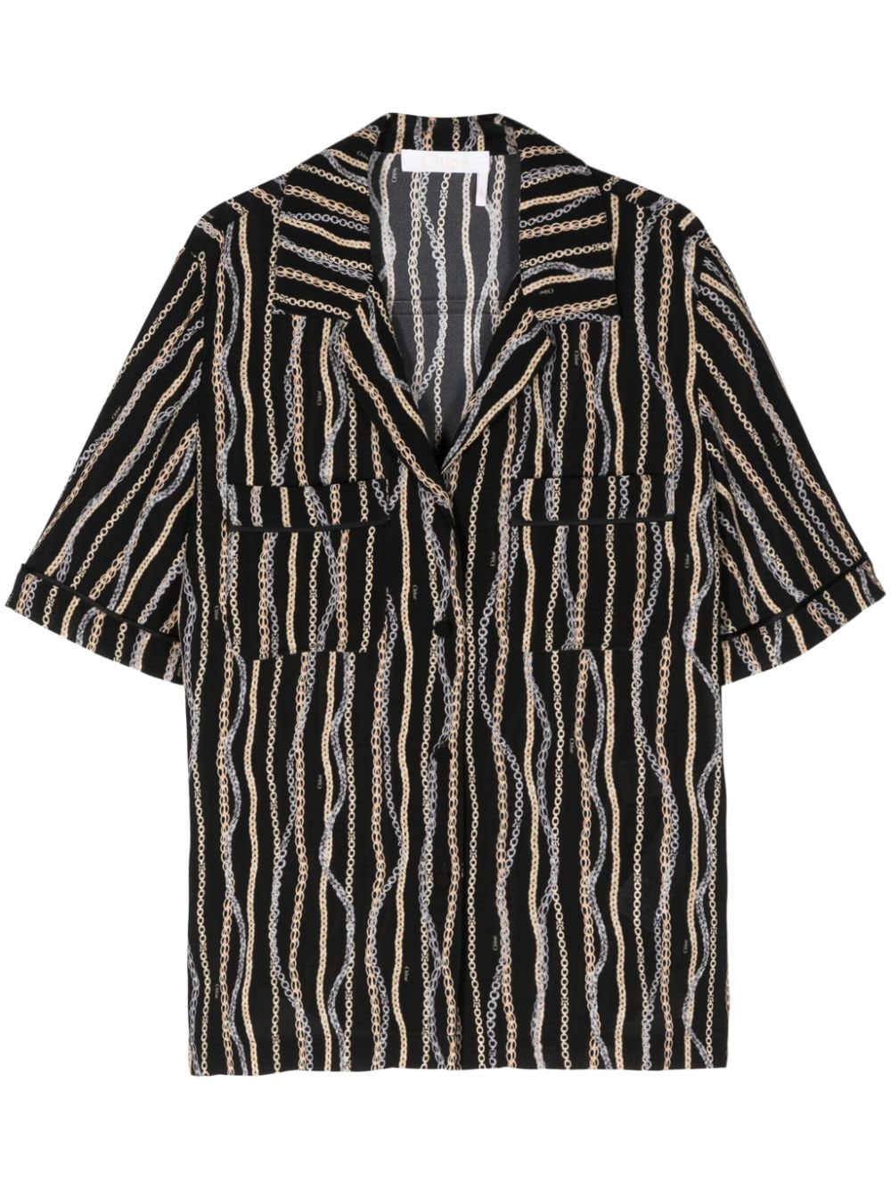 CHLOÉ Chain Print Silk Shirt for Women in Black from SS24 Collection