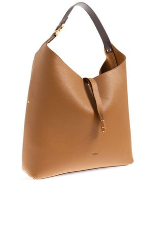 CHLOÉ Marcie Mini Shoulder Handbag in Raffia and Leather - Muted Pink