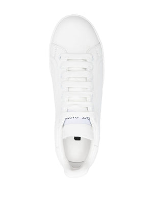 DOLCE & GABBANA Women's White Calf Leather Portofino Sneakers - SS24 Collection