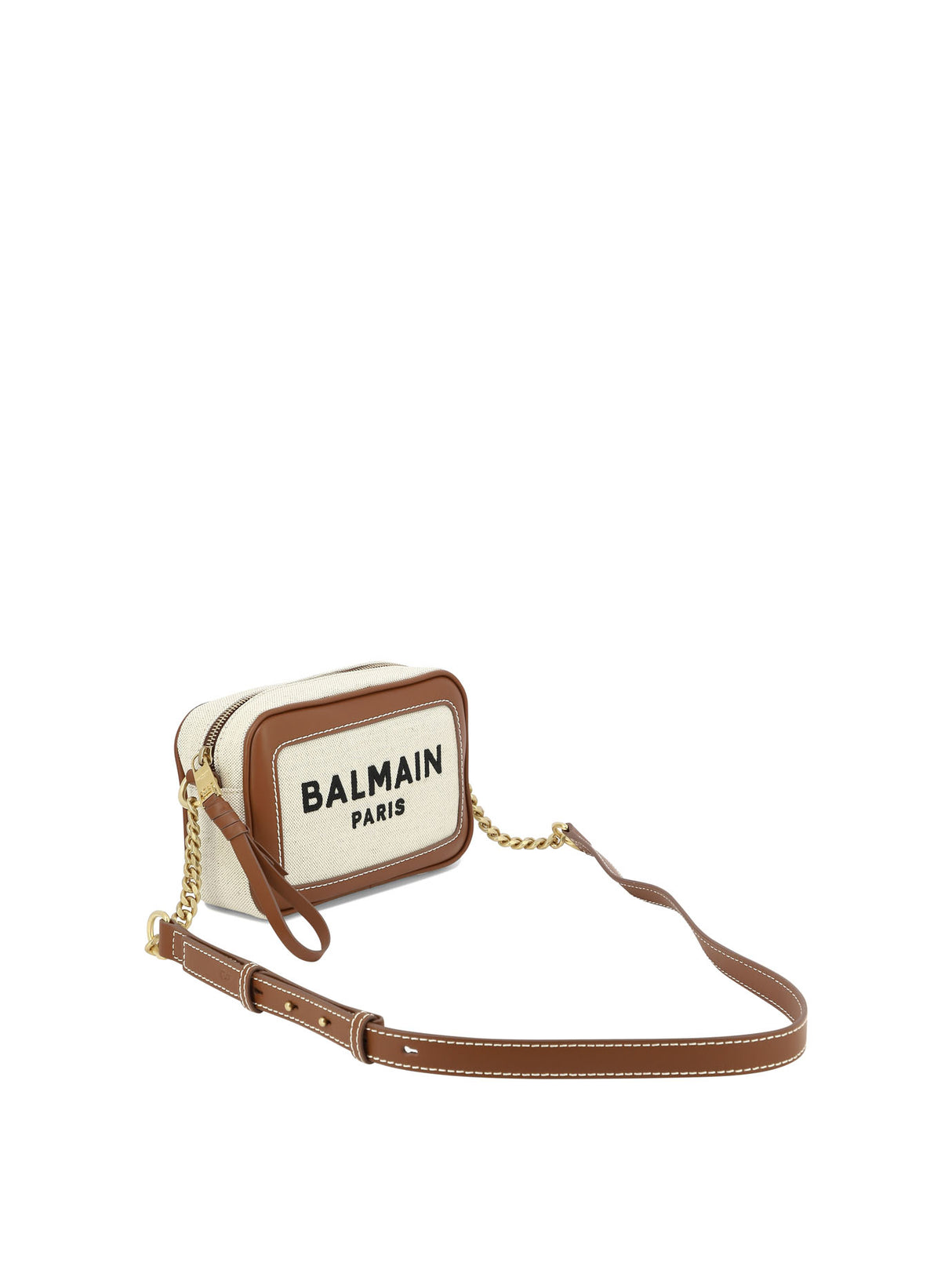 BALMAIN Beige Cotton-Linen Crossbody Handbag for Women | SS24 Collection