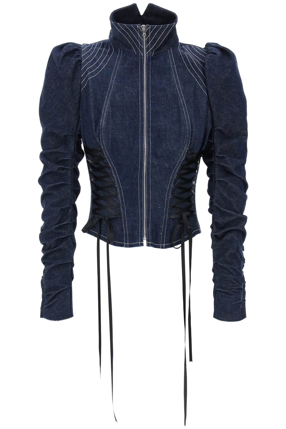 DILARA FINDIKOGLU Elegant Denim Jacket with Corset-Style Details for Women - SS24 Collection