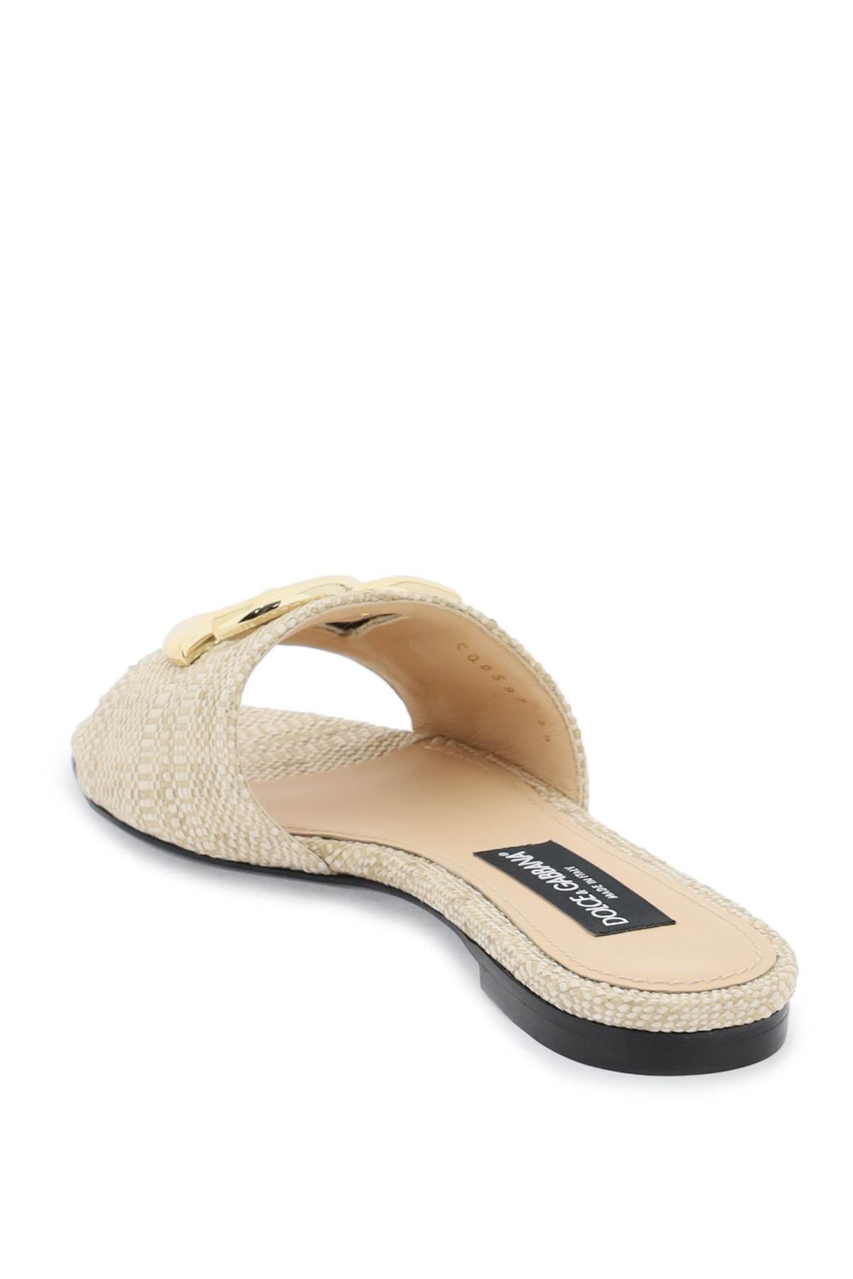 DOLCE & GABBANA Luxurious DG Logo Slide Sandals in Sabbia for Women - SS24 Collection