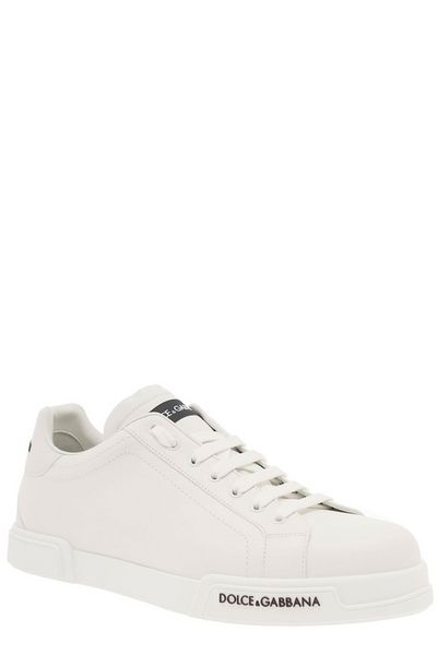 DOLCE & GABBANA Men's White Leather Sneakers for FW24