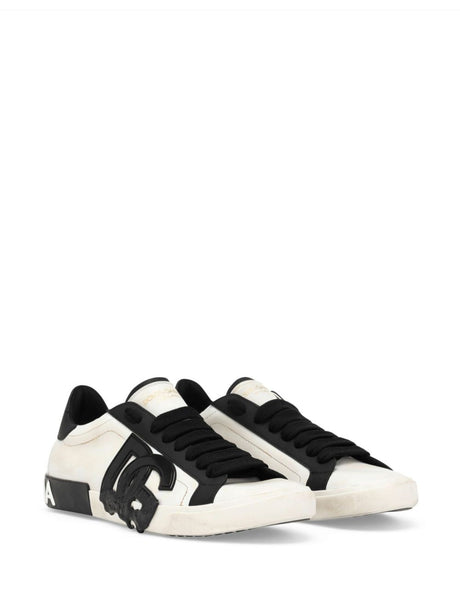 DOLCE & GABBANA Men's Portofino Leather Sneakers in White for SS24