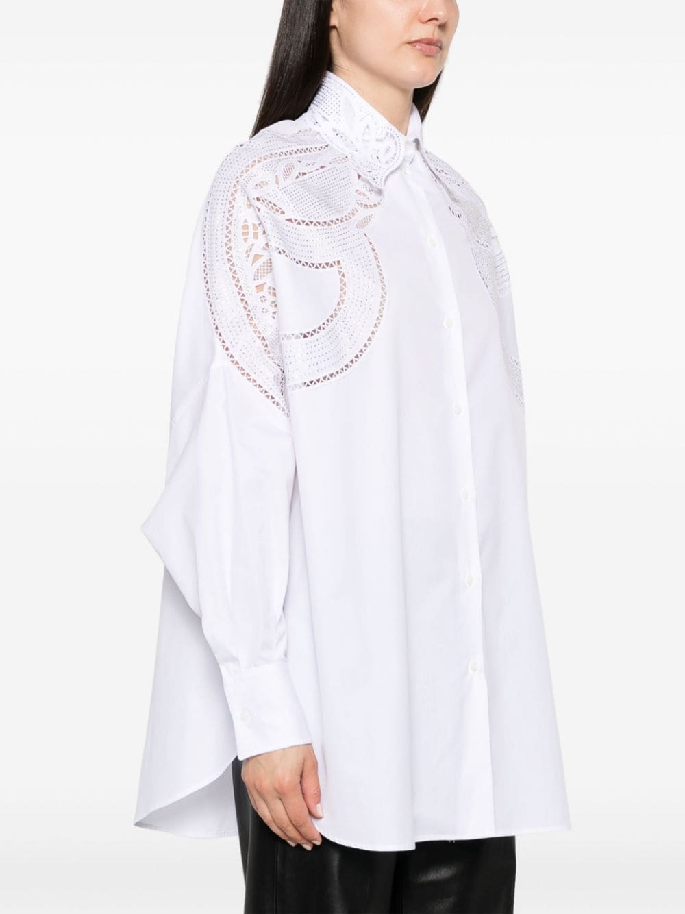 ERMANNO SCERVINO Elegant Oversized White Shirt with Lace Details