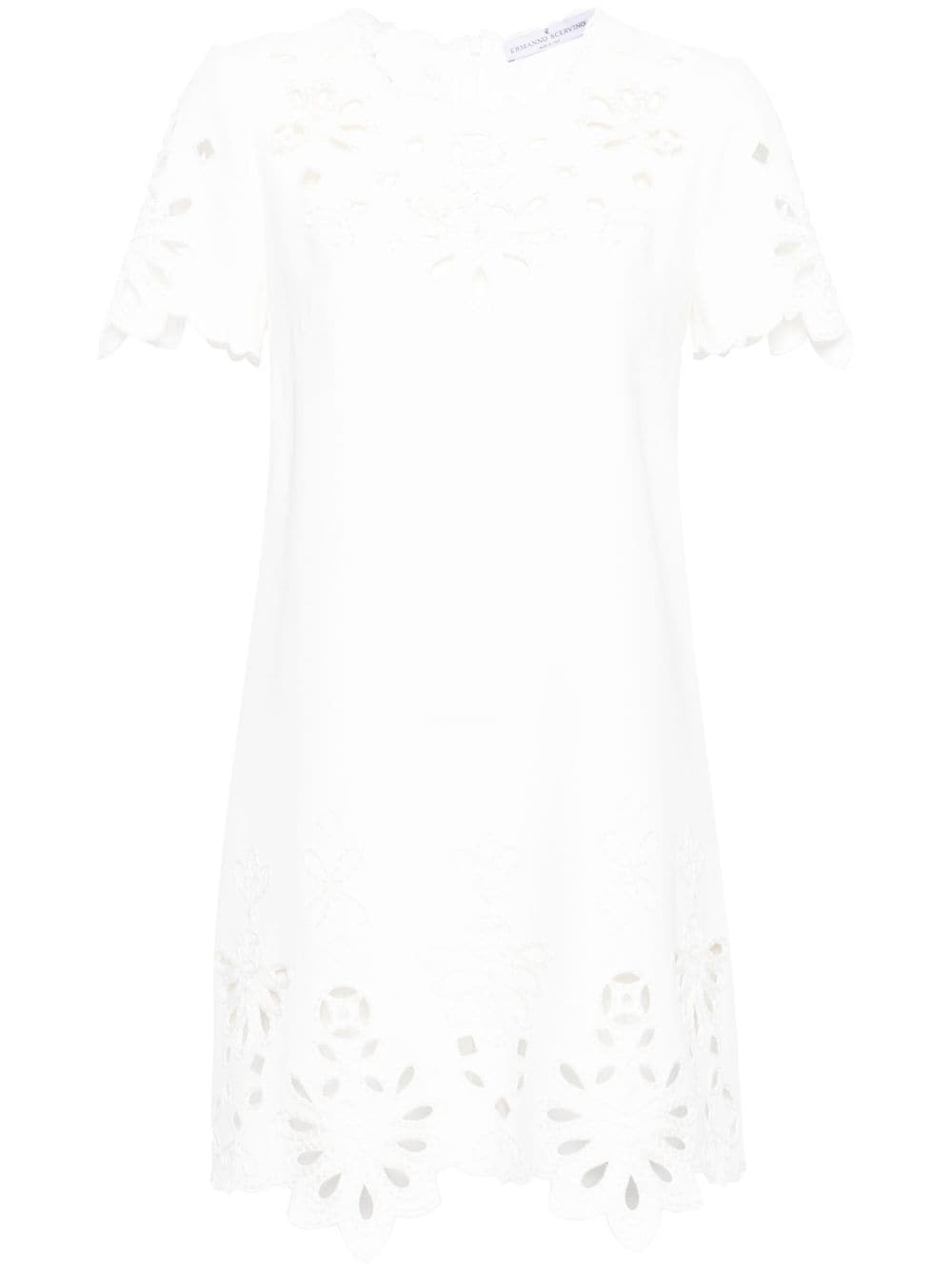 ERMANNO SCERVINO White Embroidered Cotton Short Dress for Women