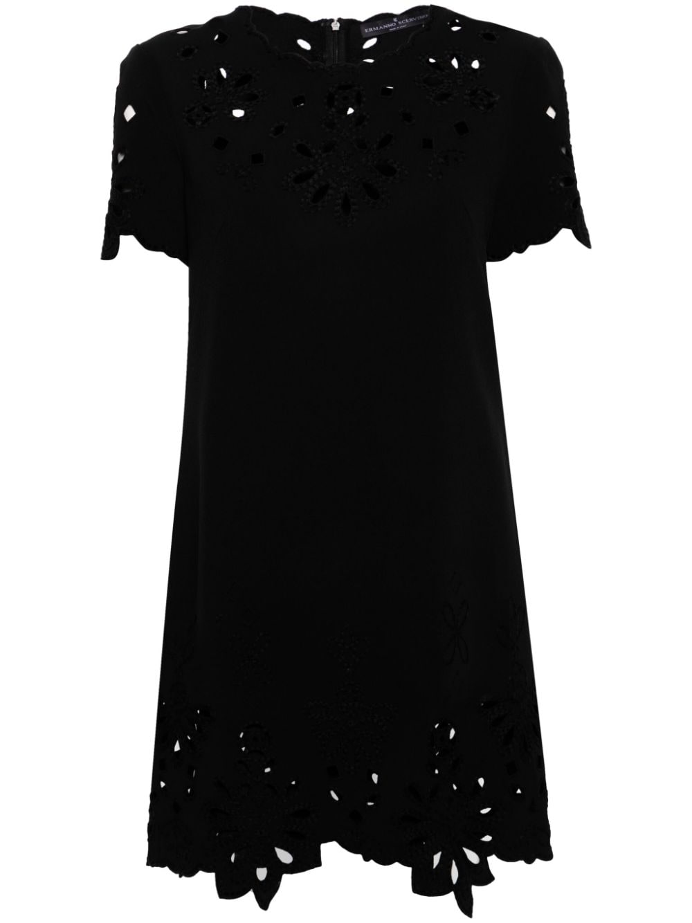 刺绣棉质短裙 - 黑色