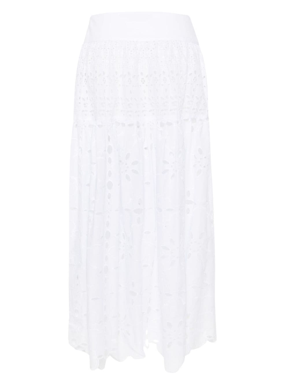 女士白色蕾丝镂空棉质长裙