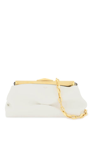 JIMMY CHOO White Leather Diamond Frame Clutch for Women - SS24 Collection