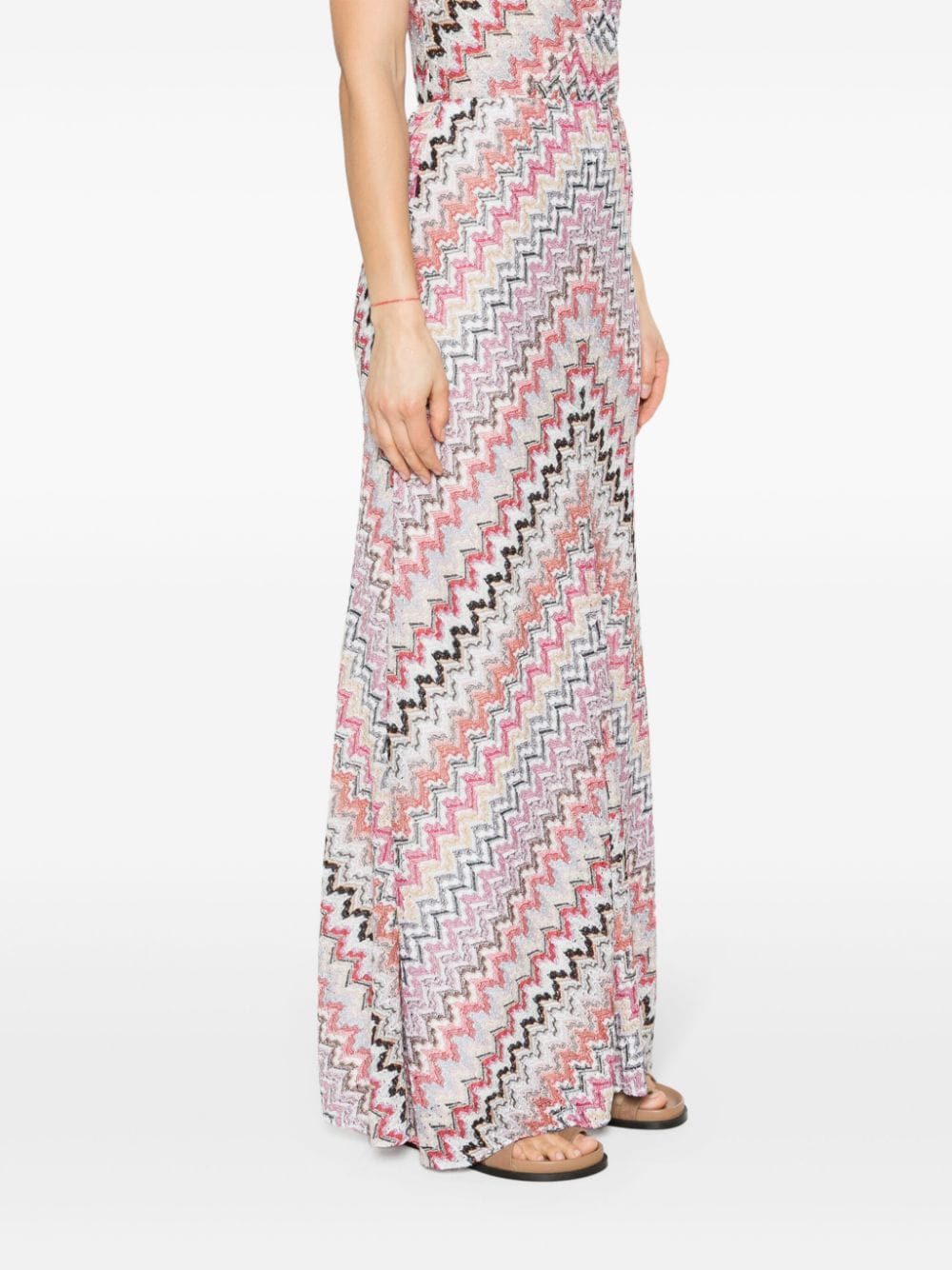 MISSONI Colorful Striped Skirt with Metallic Accents