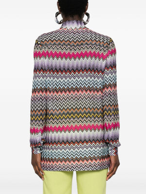 MISSONI Signature Zigzag Shirt with Metallic Threading in Tan for Women