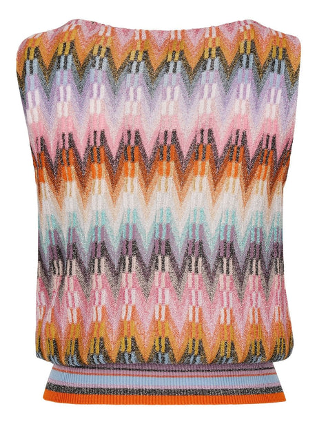 MISSONI Multicolored Woven Zigzag Tank Top for Women - SS24