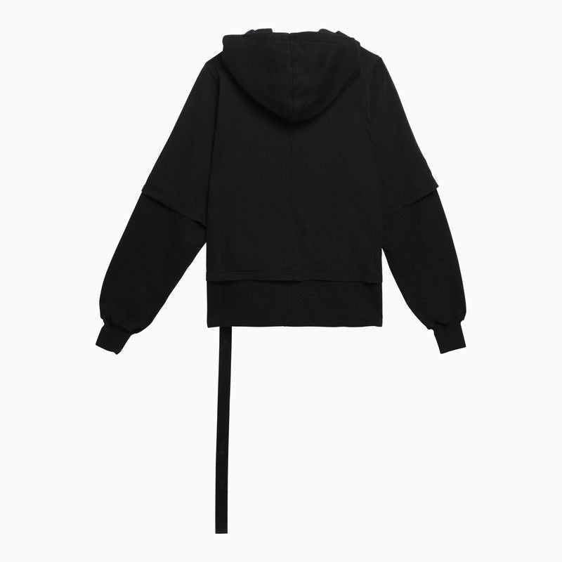DRKSHDW Double Long Sleeve Hooded Black Cotton Sweatshirt for Men