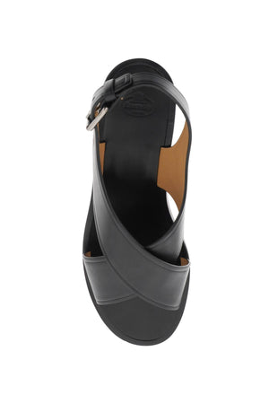 CHURCH'S Black Leather Criss-Cross Sandals for Women