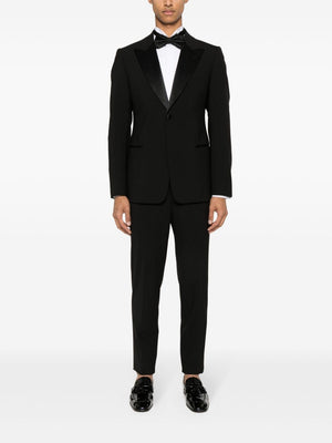 EMPORIO ARMANI Men's Black Wool Blend Stretch Blazer and Trousers Suit