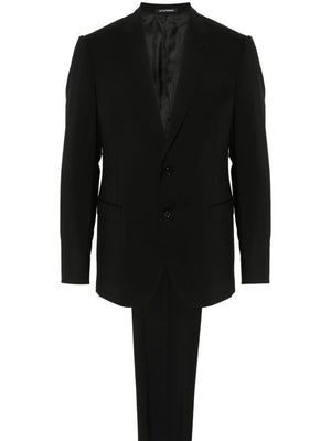 男士黑色羊毛单排扣西装 - SS24 系列
