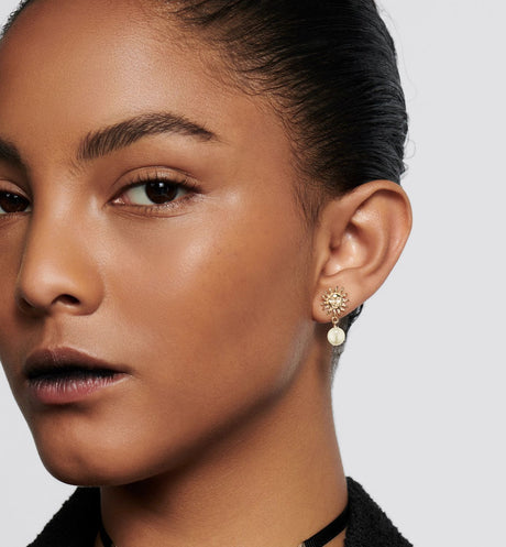 DIOR Luxurious Sunburst Hoop Earrings in Gold Finish for Women