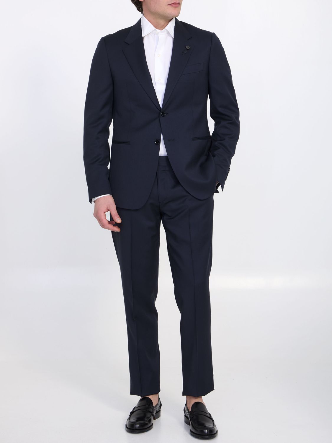LARDINI Blue Two-Piece Suit in 100% Wool for Men