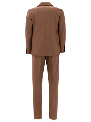 棕色羊毛混纺男士单排扣西服