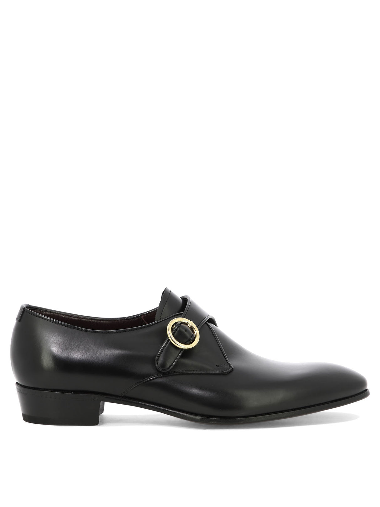 LARDINI Classic Black Leather Monk Shoes for Men