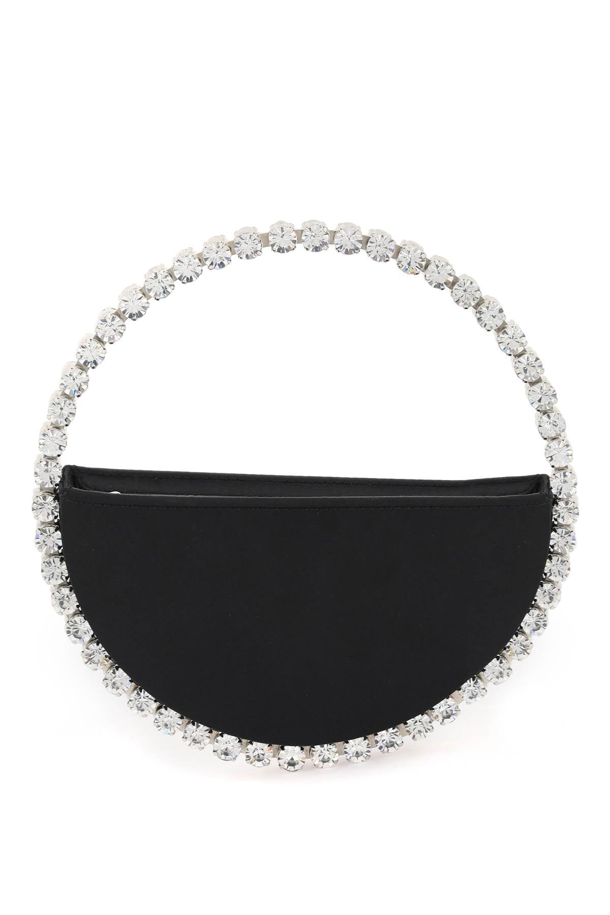 L'ALINGI Elegant Black Eternity Clutch with Crystal-Embedded Metal Ring