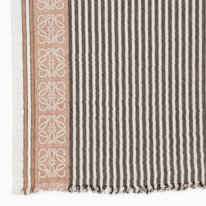 LOEWE  BROWN LINEN AND COTTON LOGO SCARF