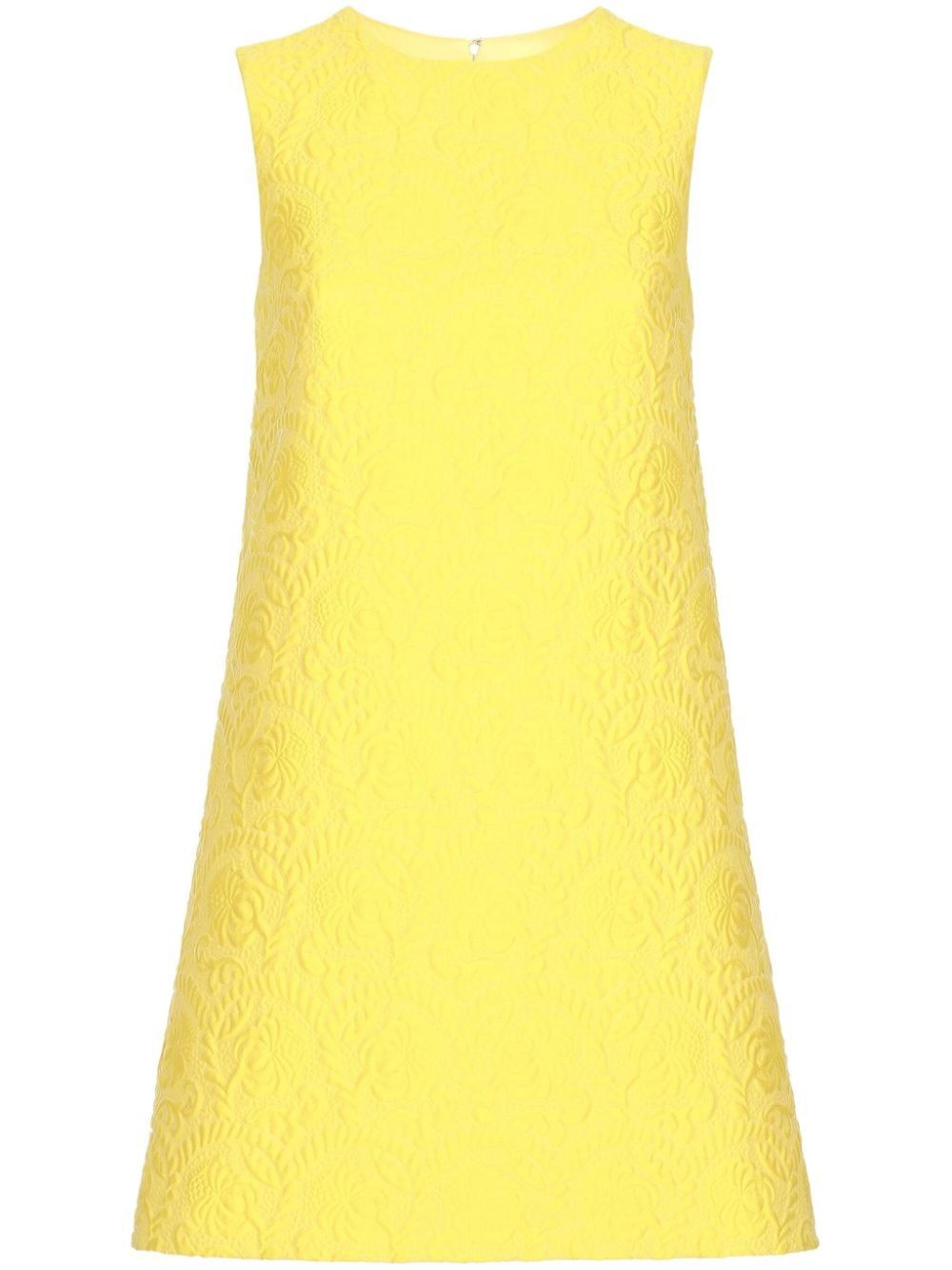 DOLCE & GABBANA Yellow Jacquard Floral Mini Dress for Women