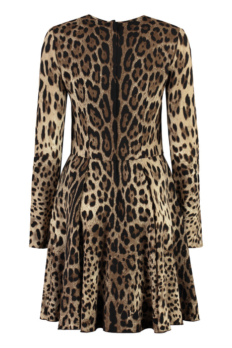 DOLCE & GABBANA Leopard Print Flared Dress for Women - FW23 Beige