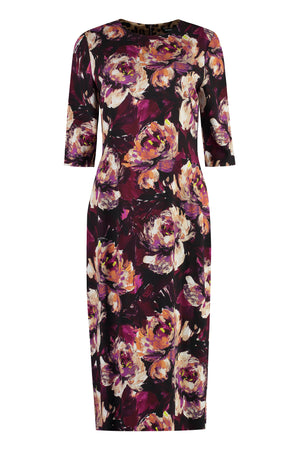 DOLCE & GABBANA Floral and Leopard Printed Cady Dress for Women - SS24