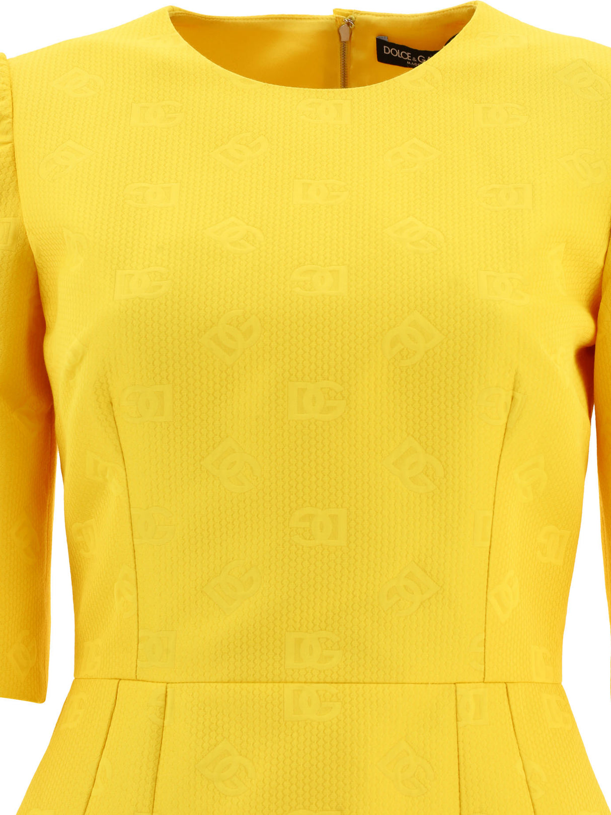 女士' DG'图案黄色连衣裙-SS24系列