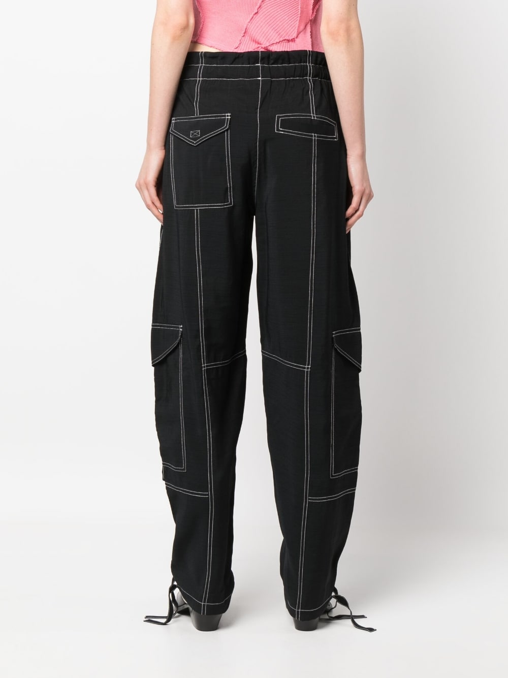 GANNI High-Waisted Black Cargo Trousers for Women | FW23 Collection