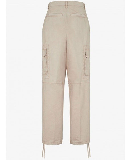 FENDI Men's Sand Cotton Gabardine Trousers with Adjustable Ankles for SS23