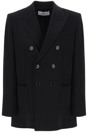 AMI PARIS Double-Breasted Wool and Viscose Tricotine Blazer for Women