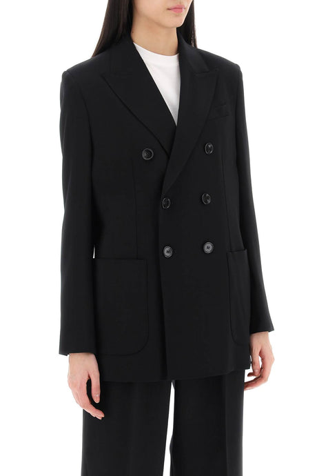 AMI PARIS Double-Breasted Wool and Viscose Tricotine Blazer for Women