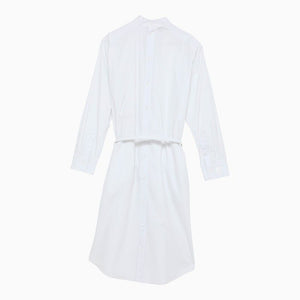 女士白色棉质衬衫裙配皮带和口袋