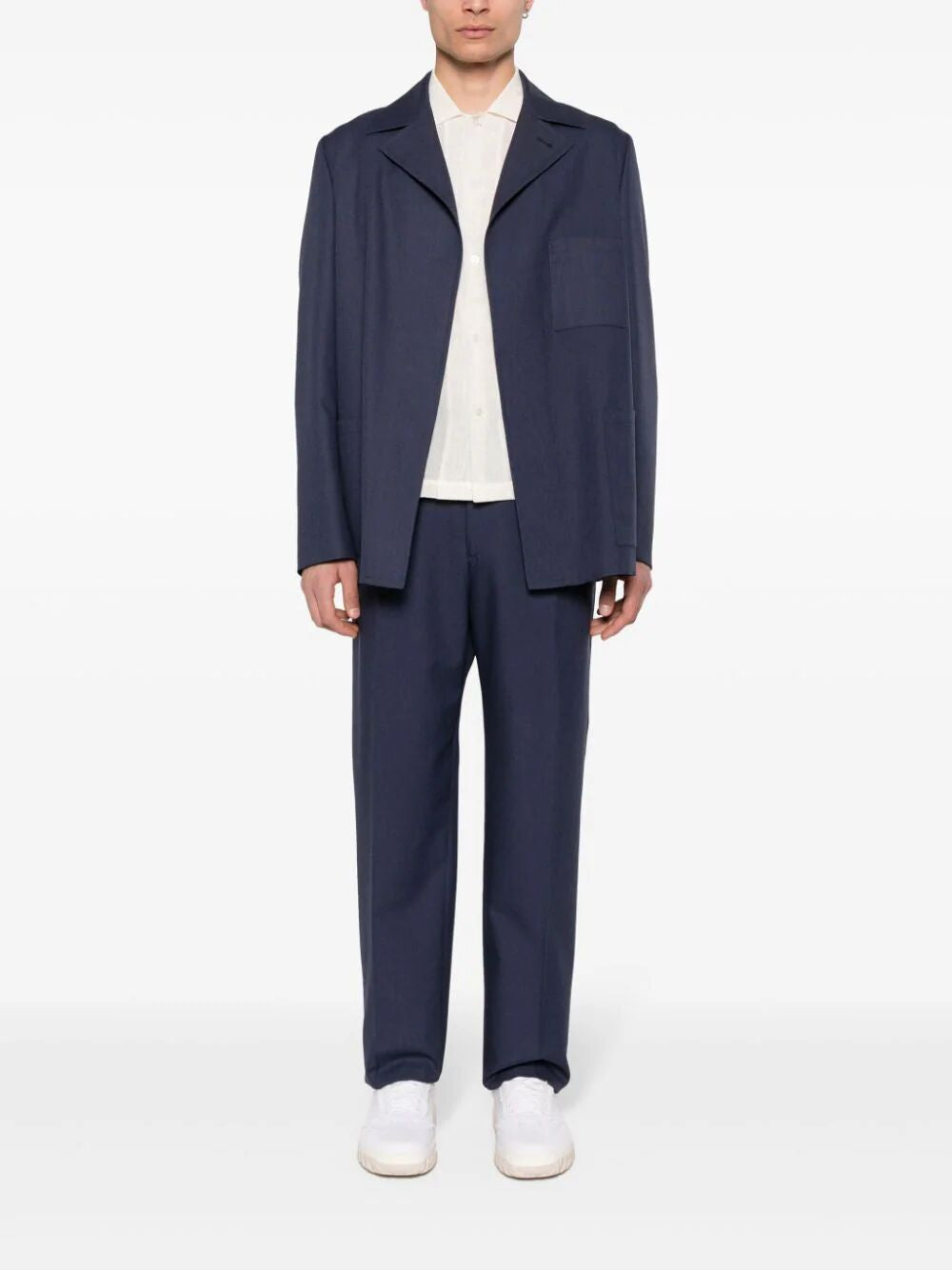 FENDI Men's Single Breasted Wool Blazer in Blue - SS24 Collection