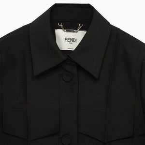 FENDI Women's Black Wool and Mohair Blazer for SS24