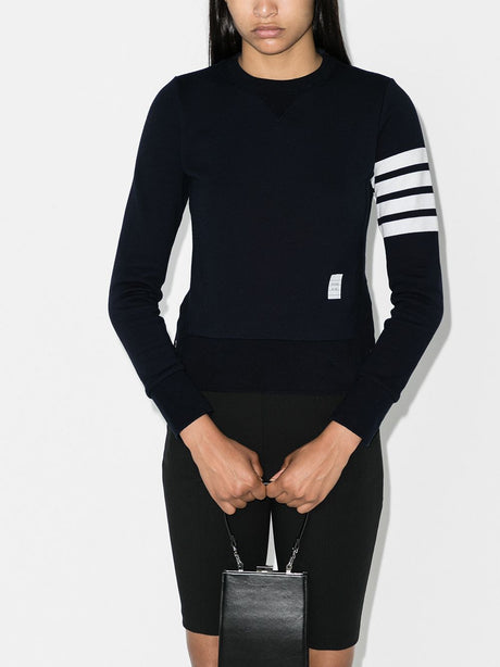 THOM BROWNE Navy Striped Cotton Jumper Sweater for Women