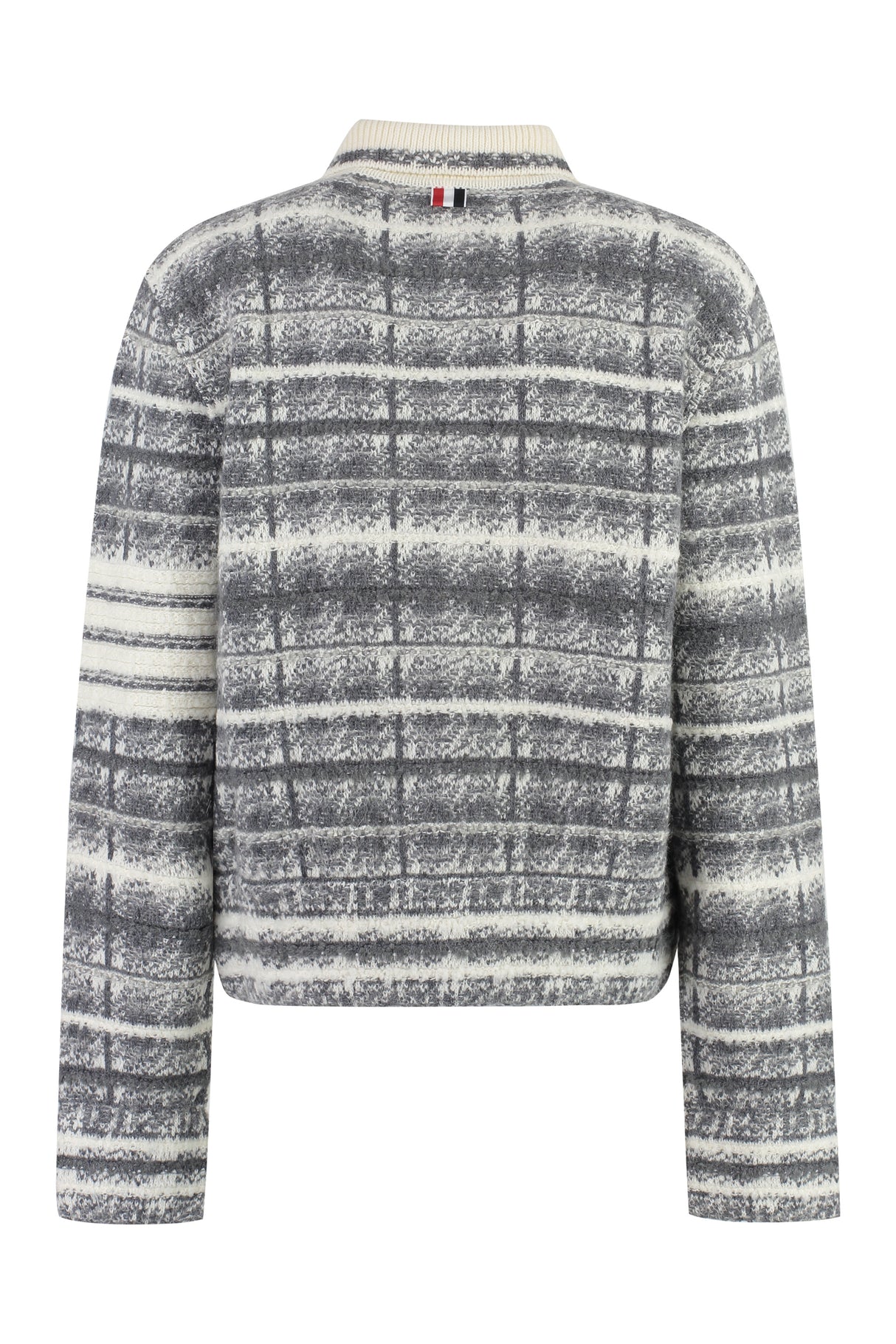 灰色格子木制夹克 - 女士针织外套 (FW23)