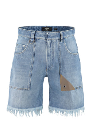 FENDI Navy Washed Short Pants for Men in SS24 Collection