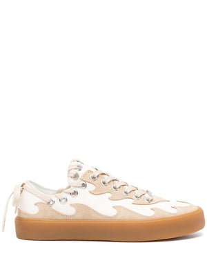BLUEMARBLE Men's Tan Cut-out Sneaker with Flame Print and Flatform Sole