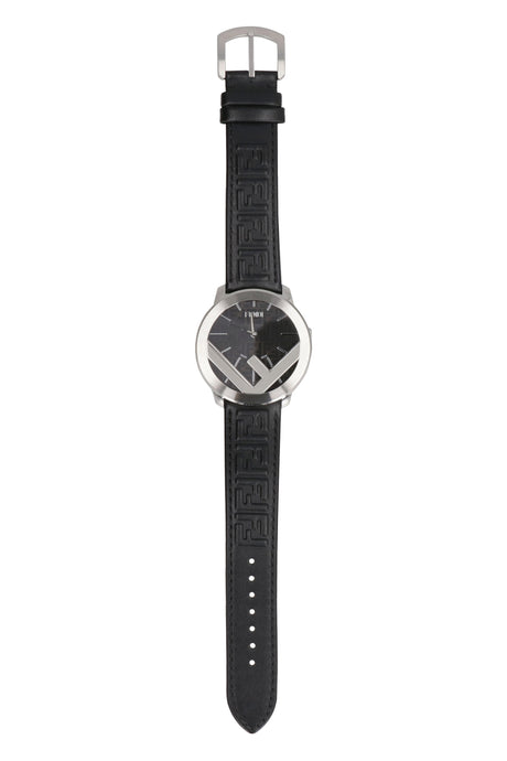 FENDI Men's Leather Strap Watch - Steel and Calfskin